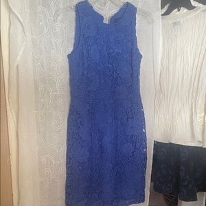 J. Crew Royal Blue Floral Lace Midi Dress
